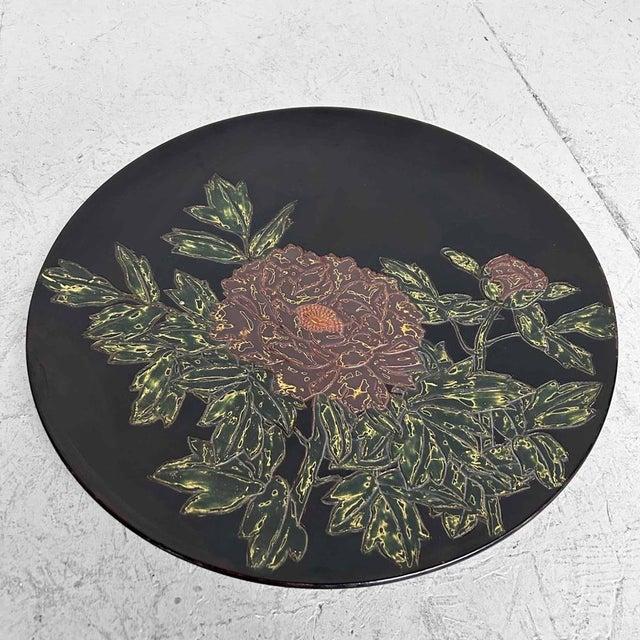 Wood Japanese Urushi-Suri Lacquer Bowl with Floral Design, 1940s For Sale - Image 7 of 16