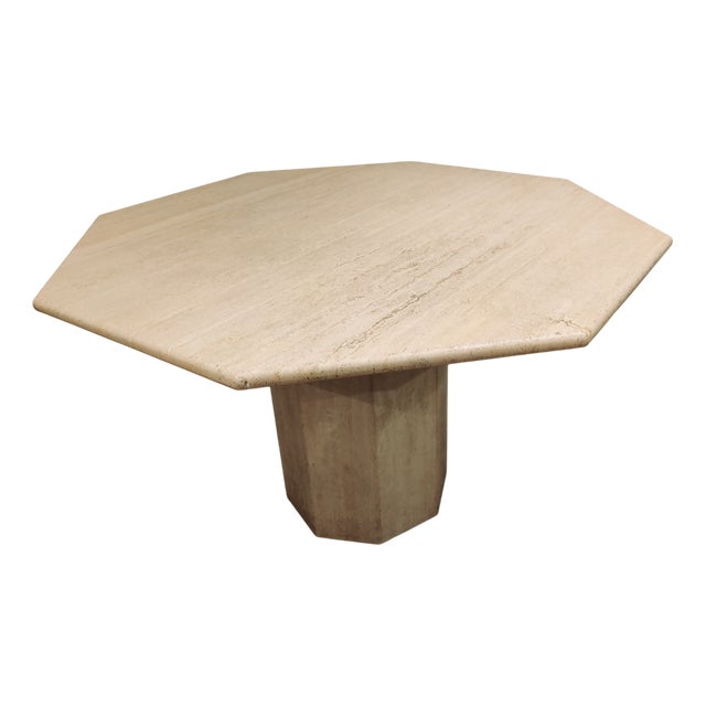 Italian Octagonal Travertine Dining Table, 1970s For Sale
