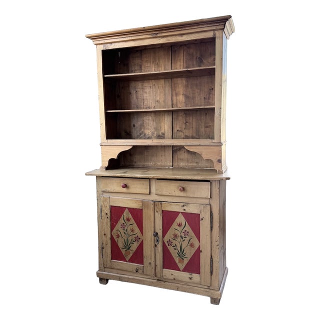 Antique Folk Art Polychrome Grocery Store Cabinet from Savoy, 1940s For Sale