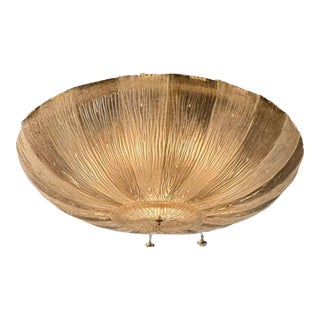 Large Murano Glass 2-Tone Disc Flush Mount Chandelier For Sale