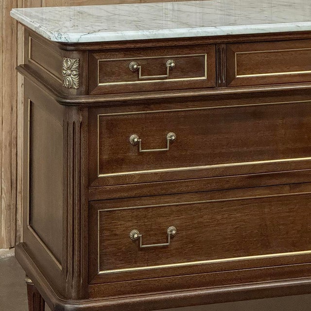 Auburn French Directoire Neoclassical Carrara Marble Top Commode For Sale - Image 8 of 18