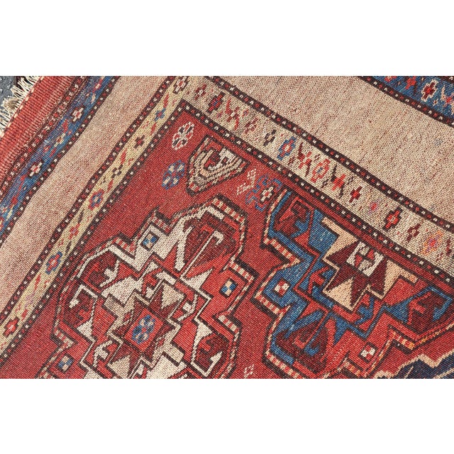 Antique Persian Camel Hair Serab Runner With Tribal Medallion Design Rug For Sale - Image 17 of 17