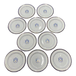 Set of 10, Antique Copeland Spode Armorial Dinner Plates C. 1950