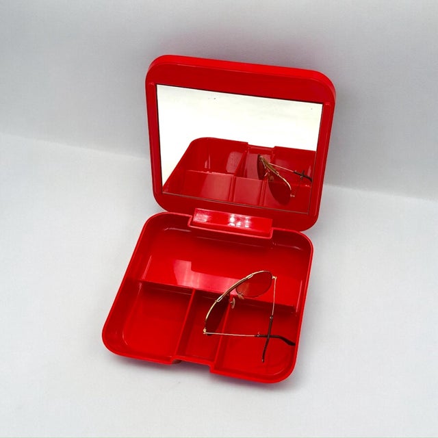 Space Age Portable Vanity Box in Red by Makio Hasuike for Gedy, 1970s For Sale - Image 4 of 11