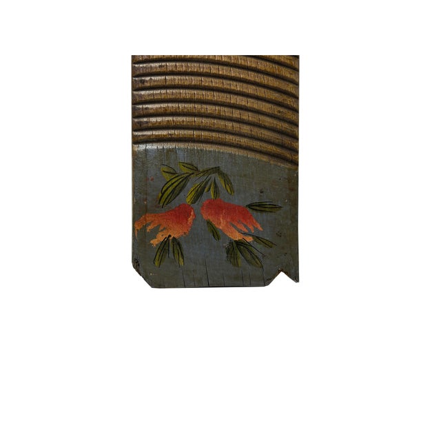 1960s Vintage Restored Gray Flower Graphic Washing Board Wood Panel Art For Sale - Image 5 of 5