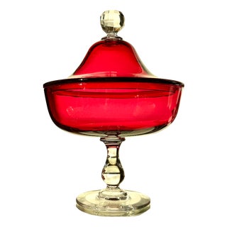 Ruby and Clear Crystal Drageoir from Baccarat, Late 19th Century For Sale