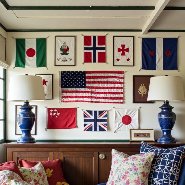 A beautifully constructed mid-century American flag manufactured in Scandinavia by A.B. Uddevalla Flagg, a historic...