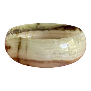 Vintage 60s 70s Mid-Century Modern Italian Alabaster Marble Catchall Nut Fruit Dish Bowl For Sale