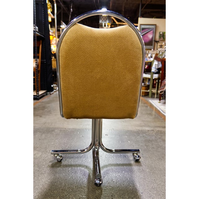 Daystrom Daystrom Rolling Tubular Chrome Upholstered Chairs Set of 4 For Sale - Image 4 of 10