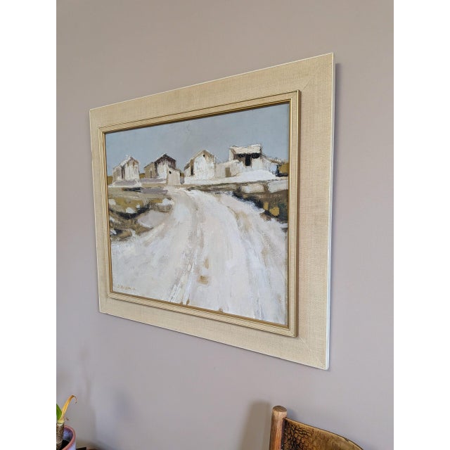 Mid 20th Century 1964 Mid-Century Modern 'Beyond the White Road' Swedish Abstract Landscape Oil Painting, Framed For Sale - Image 5 of 11