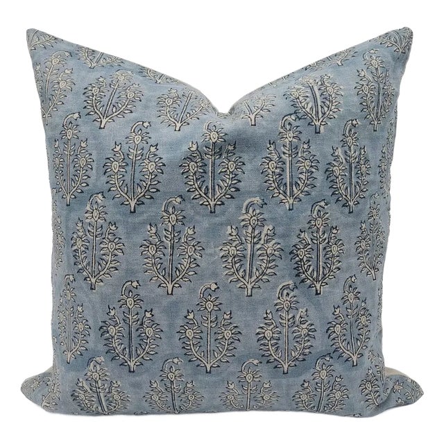 Linen Pillow Cover by Block Printed Design 14x20 Inch Neel Gagan For Sale
