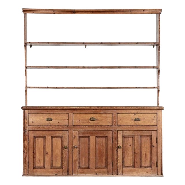 Large 19th Century English Pine Waterfall Dresser For Sale