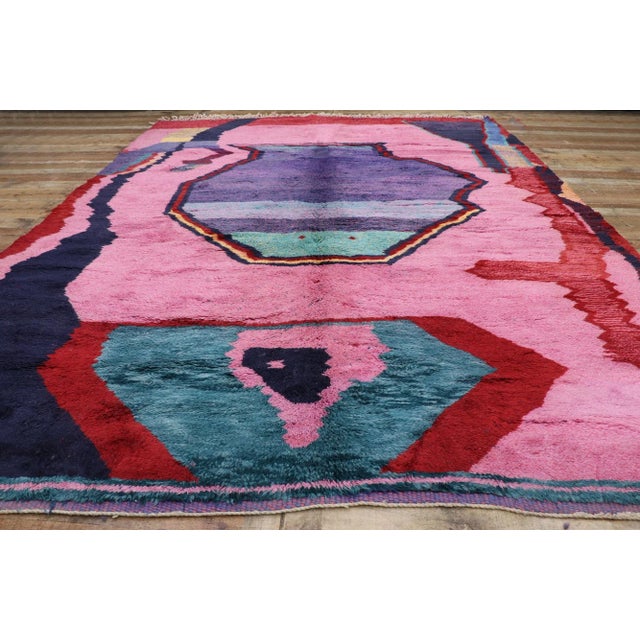 Textile Large Colorful Abstract Moroccan Rug - 10'01 X 13'05 For Sale - Image 7 of 9