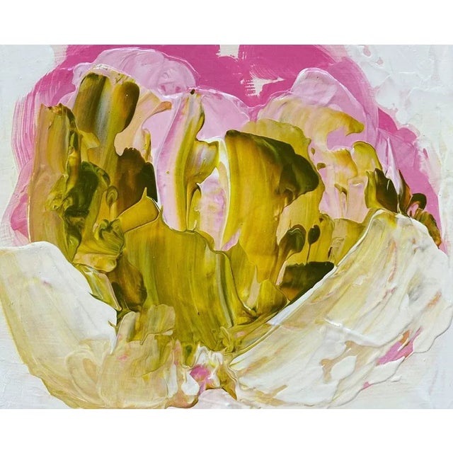Abstract Contemporary Abstract Oil on Panel Painting "Green, Gold, Pink" by Anya Spielman For Sale - Image 3 of 4