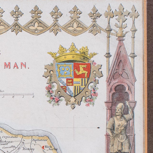 Vintage Isle of Man Map, English, After Thomas Moule, Manx Cartography, Framed For Sale - Image 6 of 12