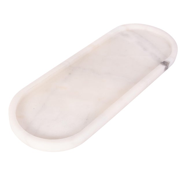 Modern Artifacts Trading Company Decorative Runway Marble Tray in White For Sale - Image 3 of 3