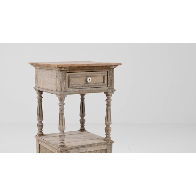 Tan 1900s Belgian Bleached Oak Bedside Table For Sale - Image 8 of 18