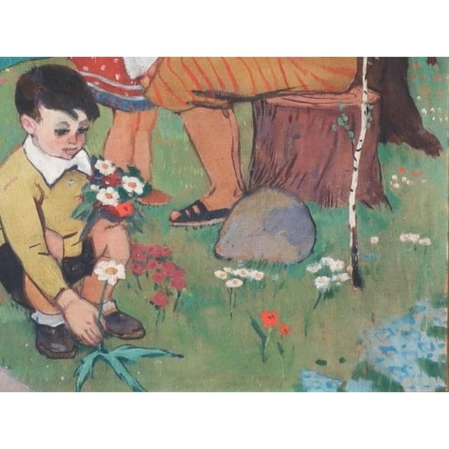 Soviet Children Oil Painting, Ukrainian Artist, 1960s Vintage Art 76-100 For Sale - Image 6 of 6