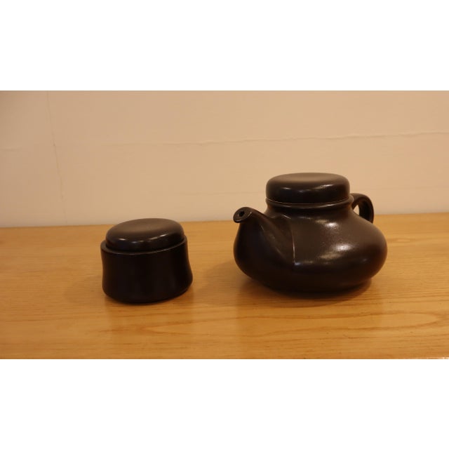 Mid-Century Modern Brown Stoneware Tea Service by Franco Pozzi for Gresline, 1970s, Set of 2 For Sale - Image 3 of 15
