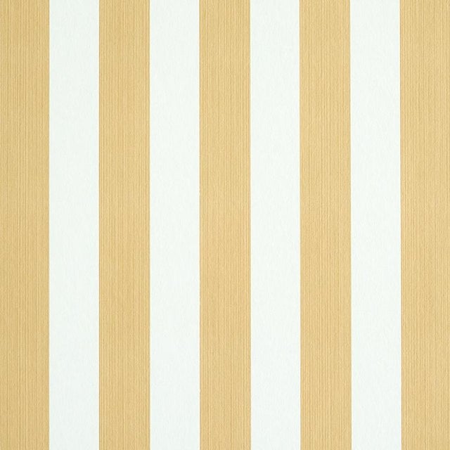 Schumacher Edwin Stripe Medium Wallpaper in Wheat For Sale