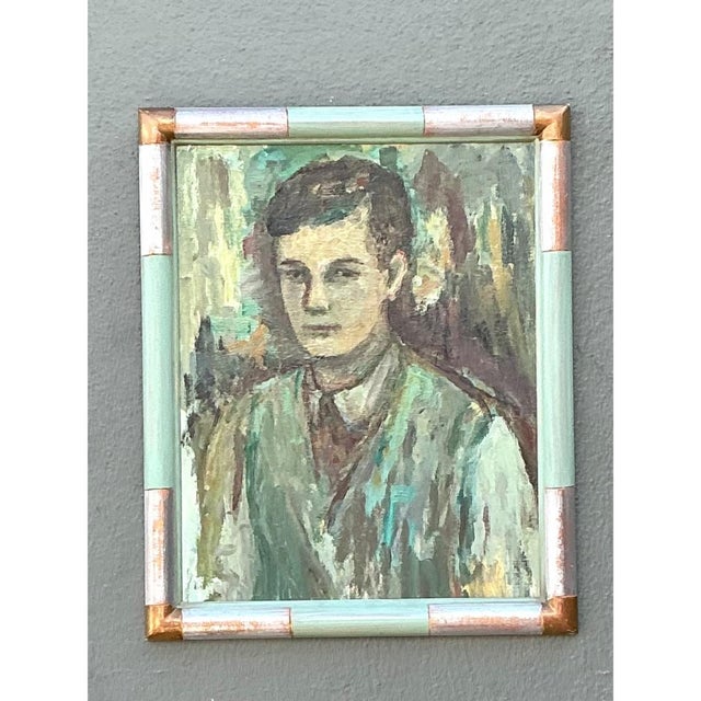 Late 20th Century Vintage Framed Portrait Oil Painting For Sale - Image 5 of 12