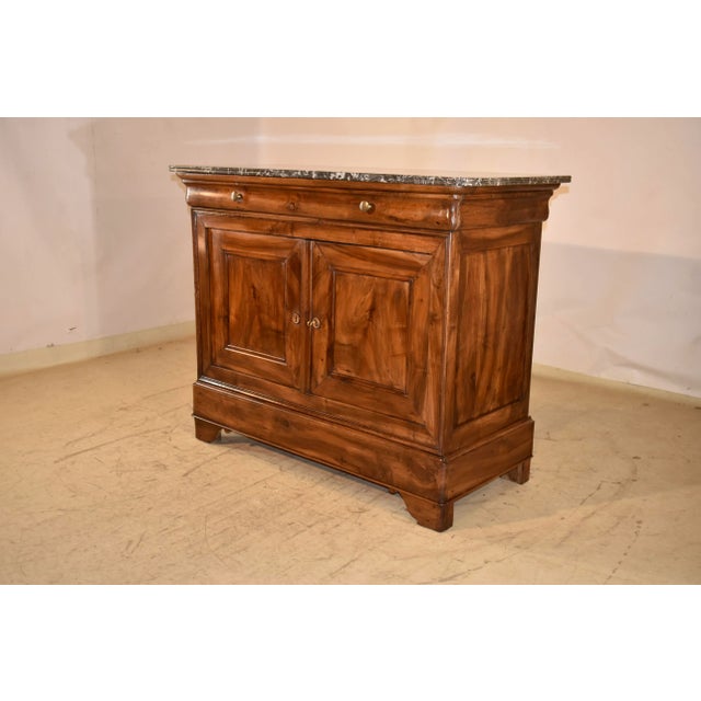 19th Century 19th Century French Walnut Buffet With Marble Top For Sale - Image 5 of 8
