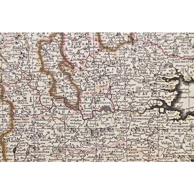 Sculpture Materials England and the British Isles: A Large 17th Century Hand-Colored Map by De Wit, 1680 For Sale - Image 7 of 11