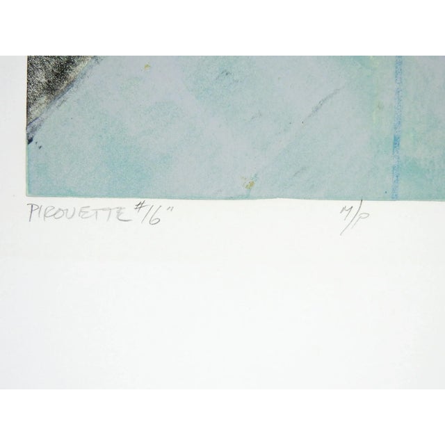 Contemporary Mid 20th Century Abstract Ice Blue Black Monoprint For Sale - Image 3 of 4