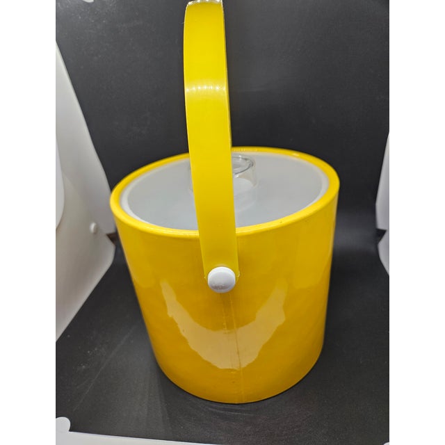 Vintage 1970s Yellow Vinyl Ice Bucket