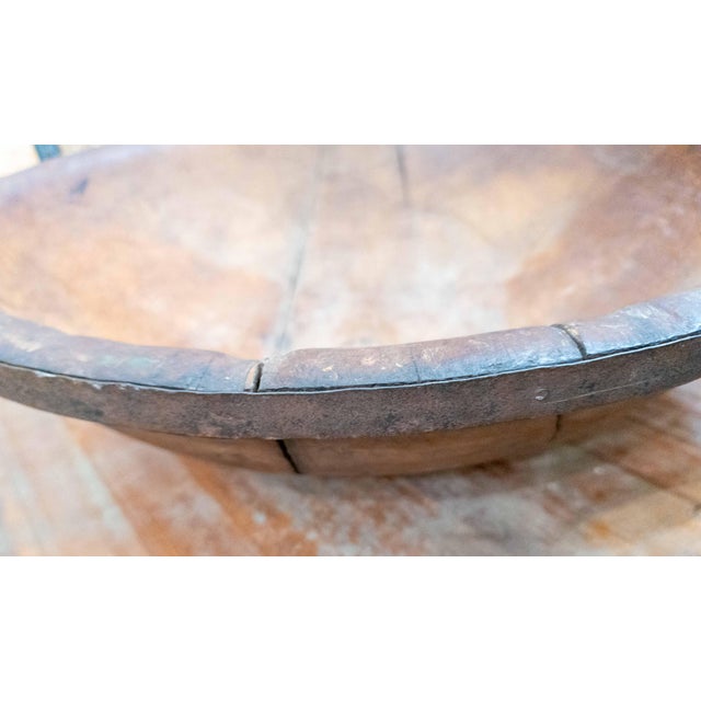 19th or 20th Century Large 30" Primitive Elm Carved Dough Bowl For Sale - Image 13 of 18