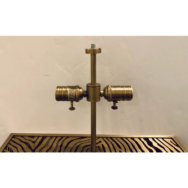 Baker Furniture Company Jean Louis Denoit for Baker Antique Brass Finished Agate Table Lamp For Sale - Image 4 of 5