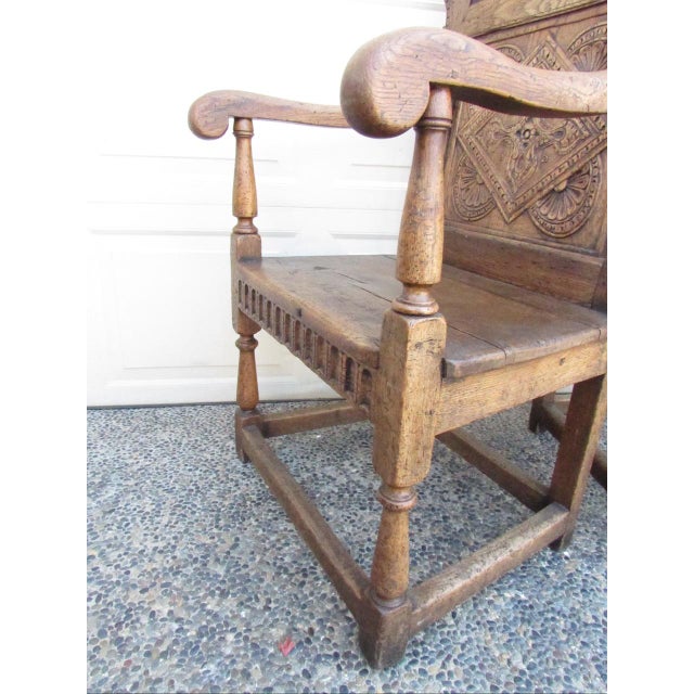 Antique Pair of English Jacobean Style Oak Armchairs For Sale - Image 12 of 18