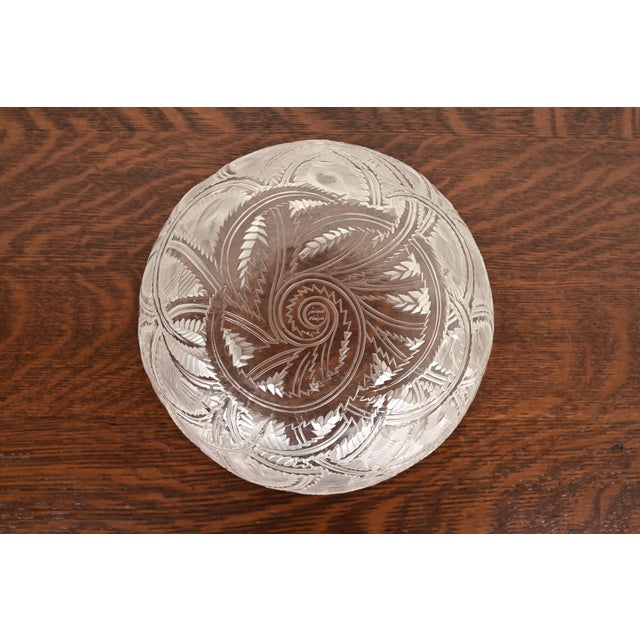 Glass Lalique "Pinsons" Art Deco Frosted Crystal Glass Bowl, Circa 1930s For Sale - Image 7 of 10