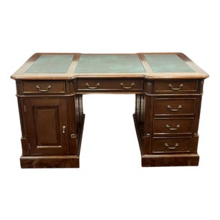 English Desk with Green Inlay For Sale