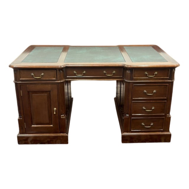 English Desk with Green Inlay For Sale