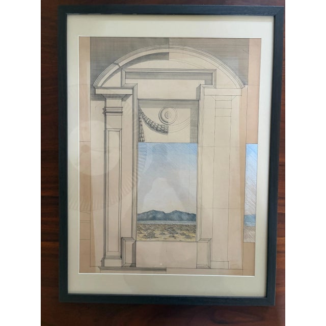 1970s Mid-Century Modern Set of Original Architectural Drawings Attributed Robert Nicolais 3 Framed For Sale - Image 4 of 11