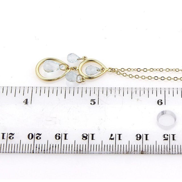 Mid 20th Century Mid 20th Century Tiffany & Co. Aquamarine 18k Gold 2 Teardrop Pendant Necklace For Sale - Image 5 of 5