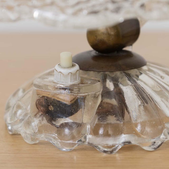 1940s Petite Italian Murano Clear Frosted Glass Lamp For Sale - Image 11 of 16