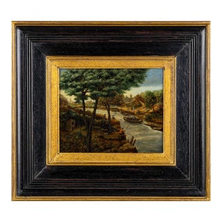 Academic Dutch Painting of a Wooded Riverside in the Manner of Mattheus Molanus For Sale