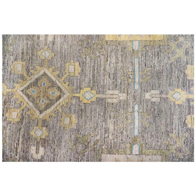 21st Century Turkish Oushak Wool 10x13 Taupe, Ivory, & Yellow Handmade Area Rug #1144067 For Sale - Image 9 of 11