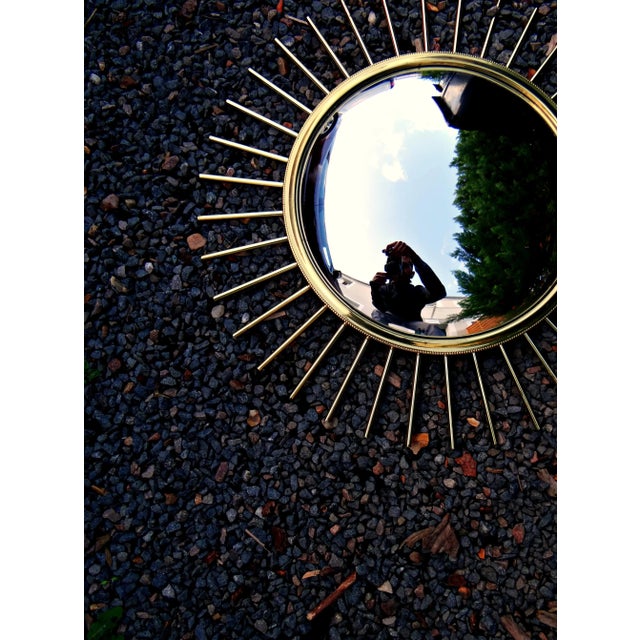 1960s Mid-Century Modern Witch Eye Sunburst Mirror in Gold Brass, 1960s For Sale - Image 5 of 10