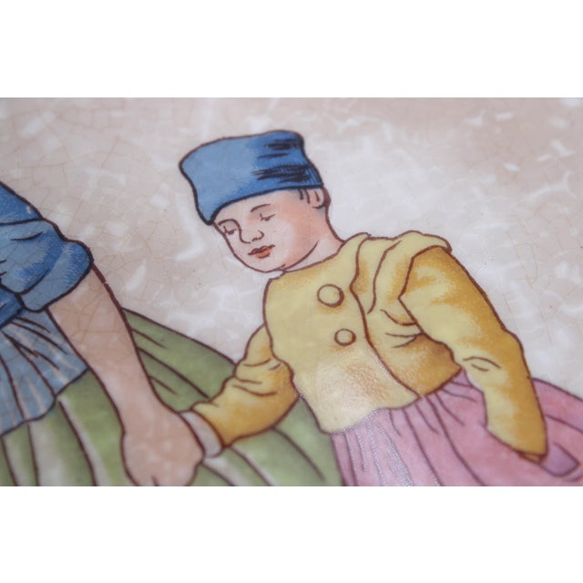 Dresden Porcelain Antique Dresden Fine China Porcelain Cake Plate Dutch Children For Sale - Image 4 of 11