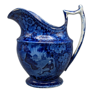 Large Staffordshire Transferware Pitcher - “LaFayette at Franklin’s Tomb”