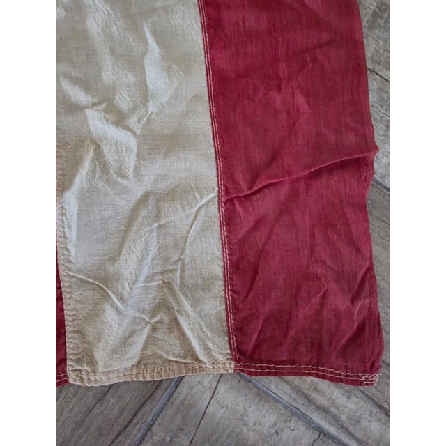Early 20th C Cotton American Flag With Patina For Sale - Image 9 of 18