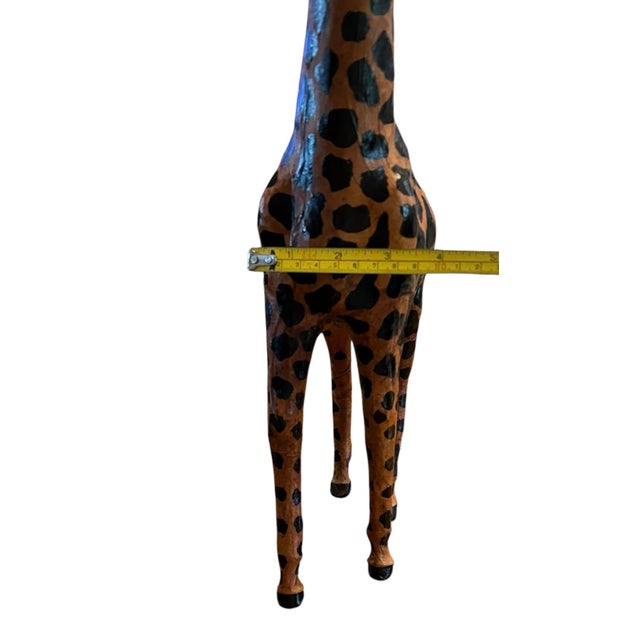 Vintage Leather Wrapped African Giraffe Figurine 18” Tall. For Sale - Image 6 of 10