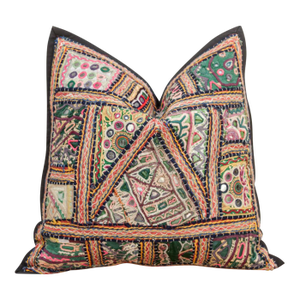 Emerald Patchwork Antique Jaisalmer Pillow