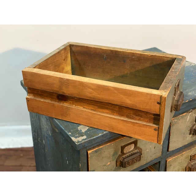 Nicely Weathered Eight Drawer Apothecary Workshop Cabinet For Sale - Image 11 of 17