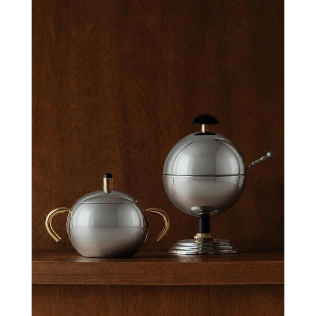 Vintage Sugar Bowl Set in Stainless Steel and Brass, 1980s, Set of 2 For Sale - Image 12 of 12