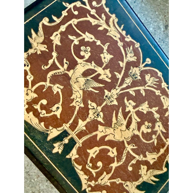 Mid 20th Century A Trio of Vintage Italian Marquetry Wood Inlay Trinket Boxes With Highly Detailed, Mirror-Image Arabesque Scrolls & Phoenixes For Sale - Image 5 of 12