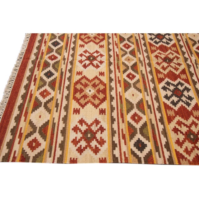 Modern Colorful Modern Kilim Handmade Wool Rug For Sale - Image 3 of 6